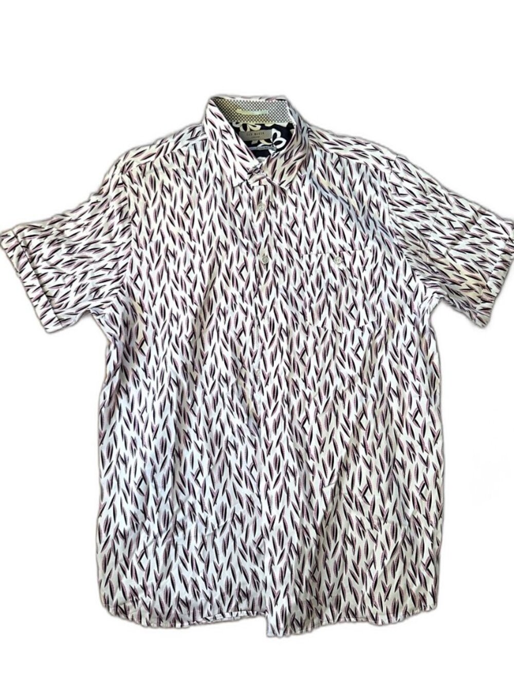 Ted Baker London Leaf Print Short Sleeve Button Up Shirt Mens S